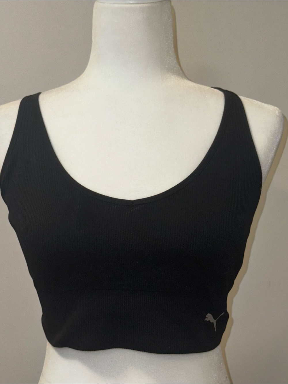 PUMA Women’s Black Sports Bra Athletic Crop Top – Size S
